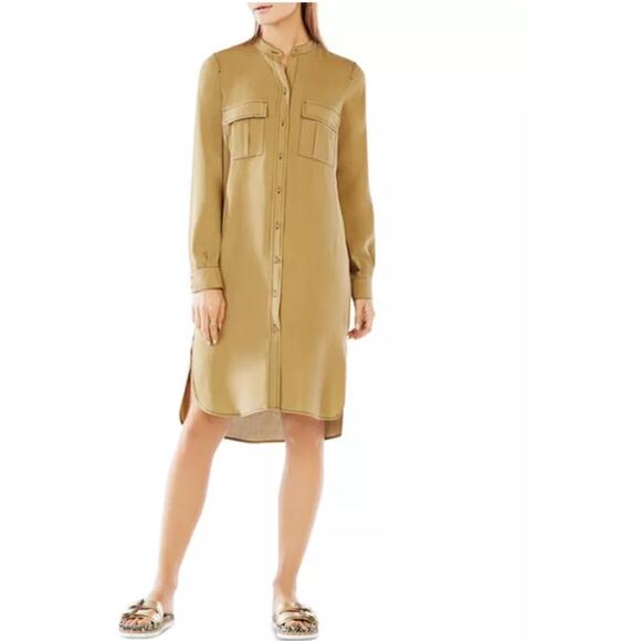 BCBGMaxAzria Maddox Silk Shirt Dress in Agave Green Size XS - Picture 1 of 13